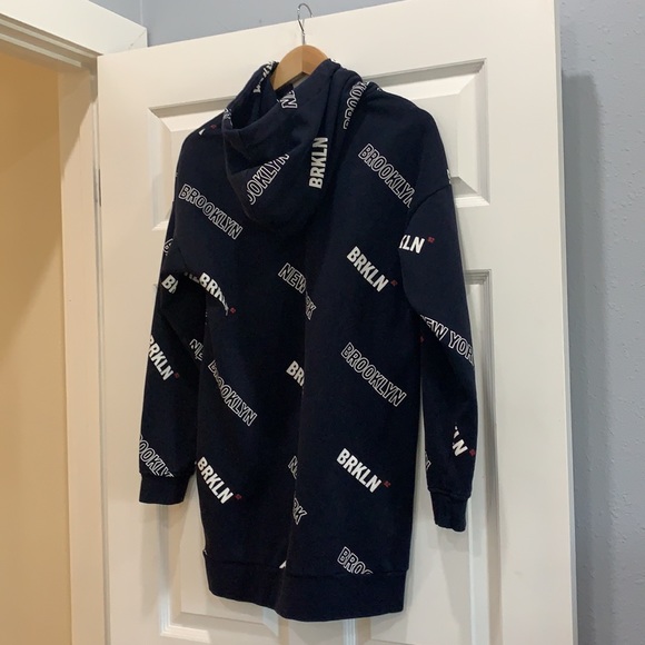 H&M Hooded Brooklyn Logo Sweatshirt Dress - Picture 3 of 5